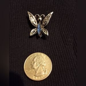 Blue gem butterfly brooch